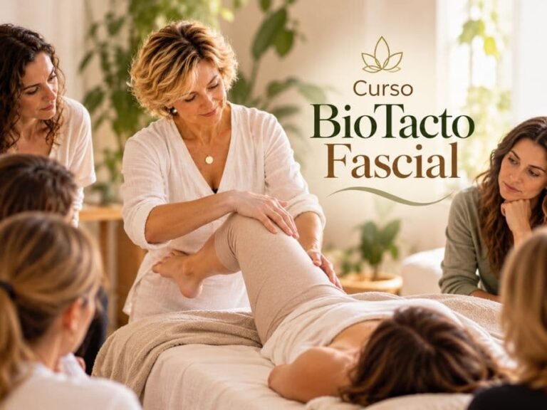 Curso BioTacto Fascial con Svit Bytka realizando una demostración práctica ante alumnos