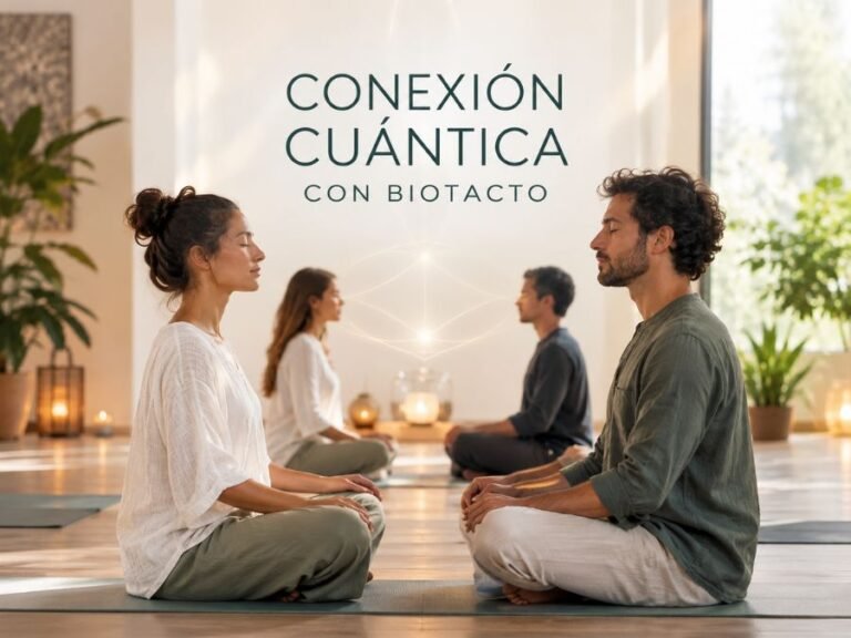 Conexión Cuántica con BioTacto, formación holística con prácticas de meditación en parejas sobre esterillas.